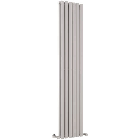 Milano Aruba Light Grey Vertical Column Double Oval Panel Radiator - 1780mm x 354mm