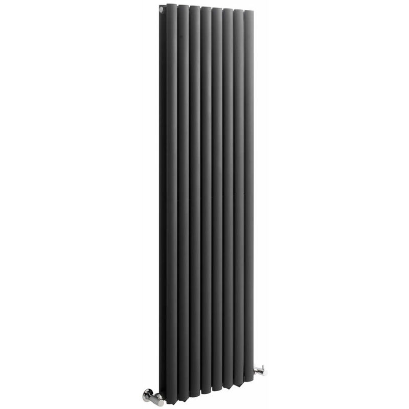 Milano Aruba - Modern Anthracite Vertical Column Double Panel Designer Radiator - 1600mm x 472mm