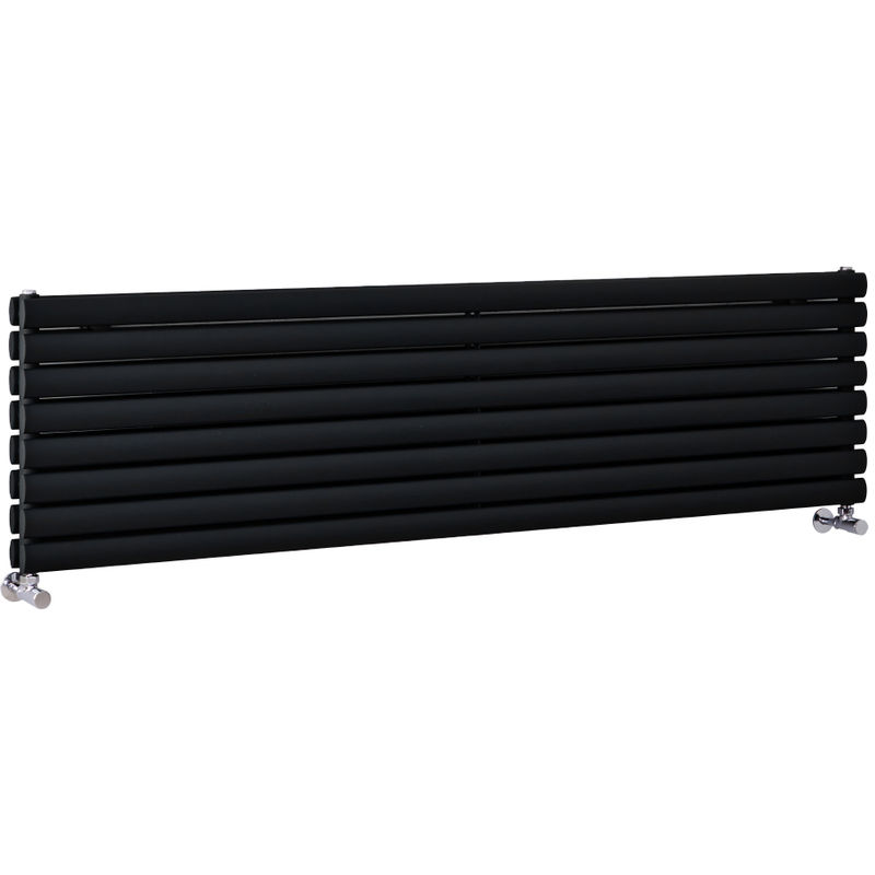 Milano - Aruba - 472mm x 1790mm Modern Horizontal Double Panel Designer Radiator – Black