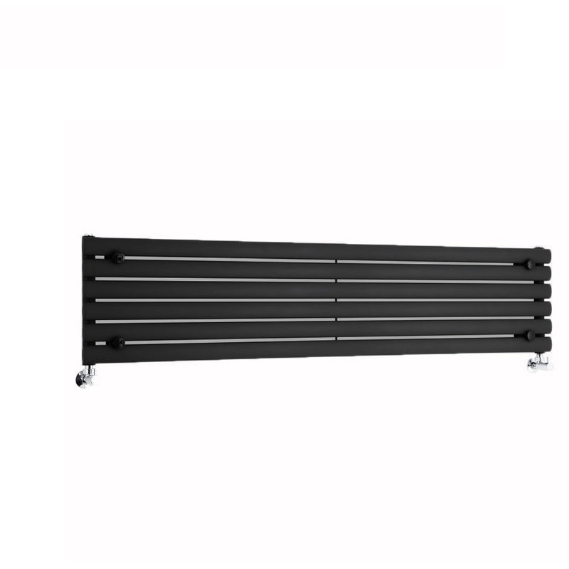 Milano - Aruba - Modern Black Horizontal Single Panel Designer Radiator - 354mm x 1600mm