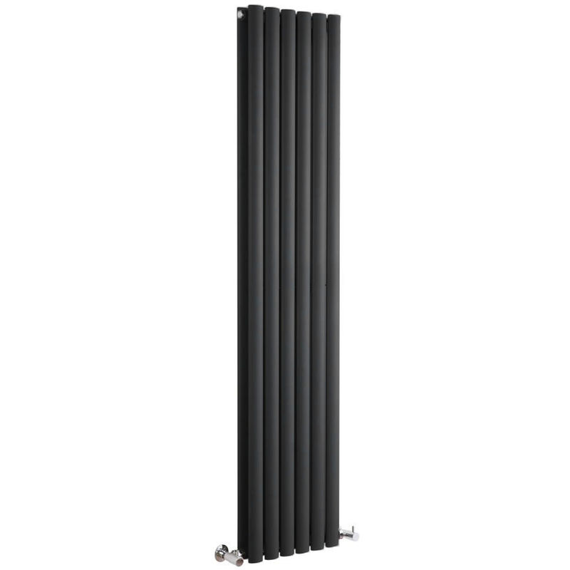 Milano Aruba - Modern Black Vertical Column Double Panel Designer Radiator - 1600mm x 354mm