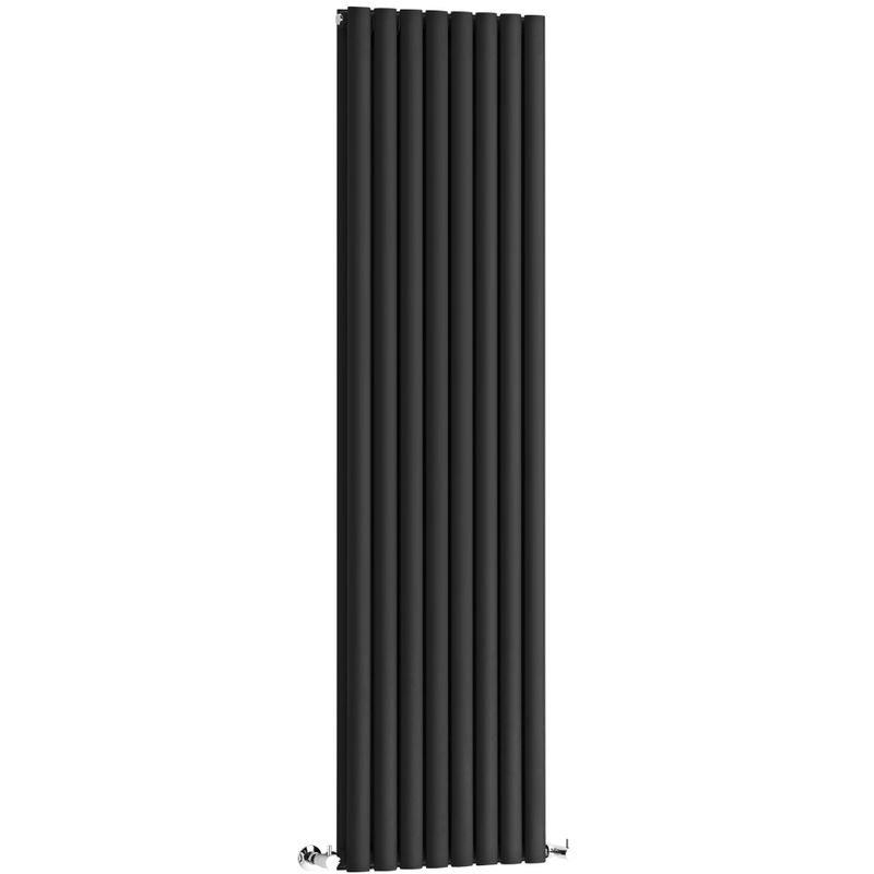 Milano - Aruba - 1780mm x 472mm Modern Vertical Column Double Panel Designer Radiator – Black