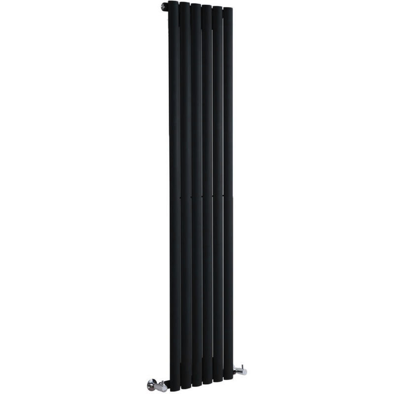 Milano - Aruba - Modern Black Vertical Column Single Panel Designer Radiator - 1600mm x 354mm