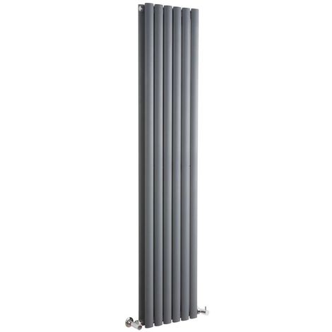 Milano Aruba - Modern Anthracite Vertical Column Double Panel Designer Radiator – 1600mm x 354mm