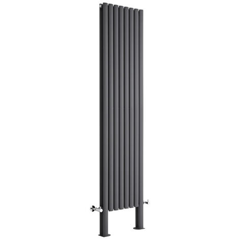 Milano Aruba Slim - 1780mm x 236mm Modern Vertical Column Single Panel Designer Radiator - Anthracite