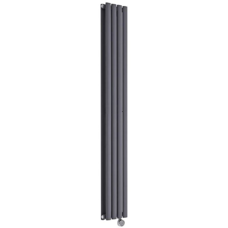 Milano - Aruba Slim Electric – 1200W Modern Anthracite Vertical Column Double Panel Designer Radiator – 1600mm x 236mm