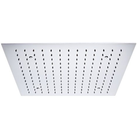 Black Modern 400mm Square Ceiling Mounted Recessed Shower Head Milano Nero 