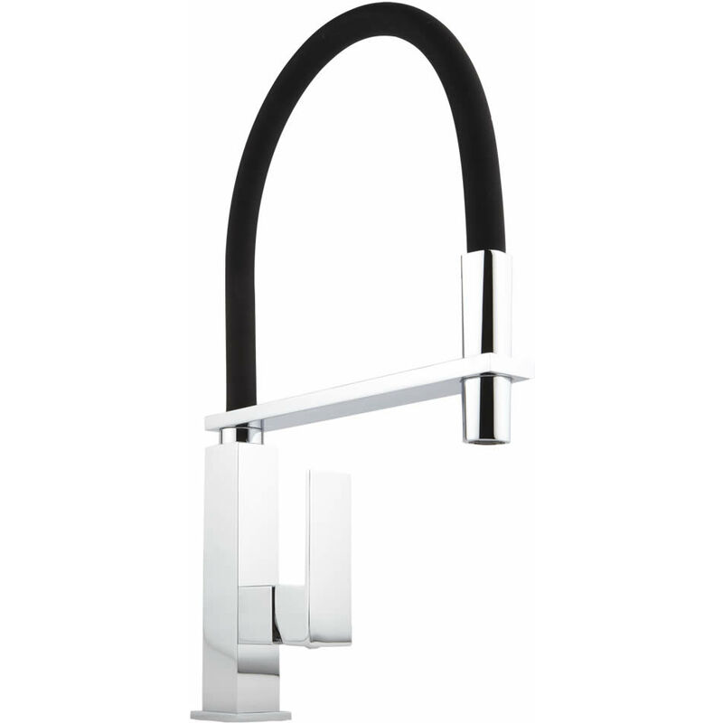 Milano - Arvo - Modern Mono Kitchen Sink Mixer Tap with Pull Out Nozzle and Lever Handle – Chrome and Black