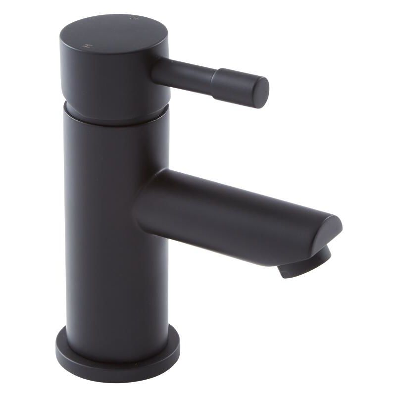 Milano Nero - Modern Bathroom Mono Basin Mixer Tap with Lever Handle - Black