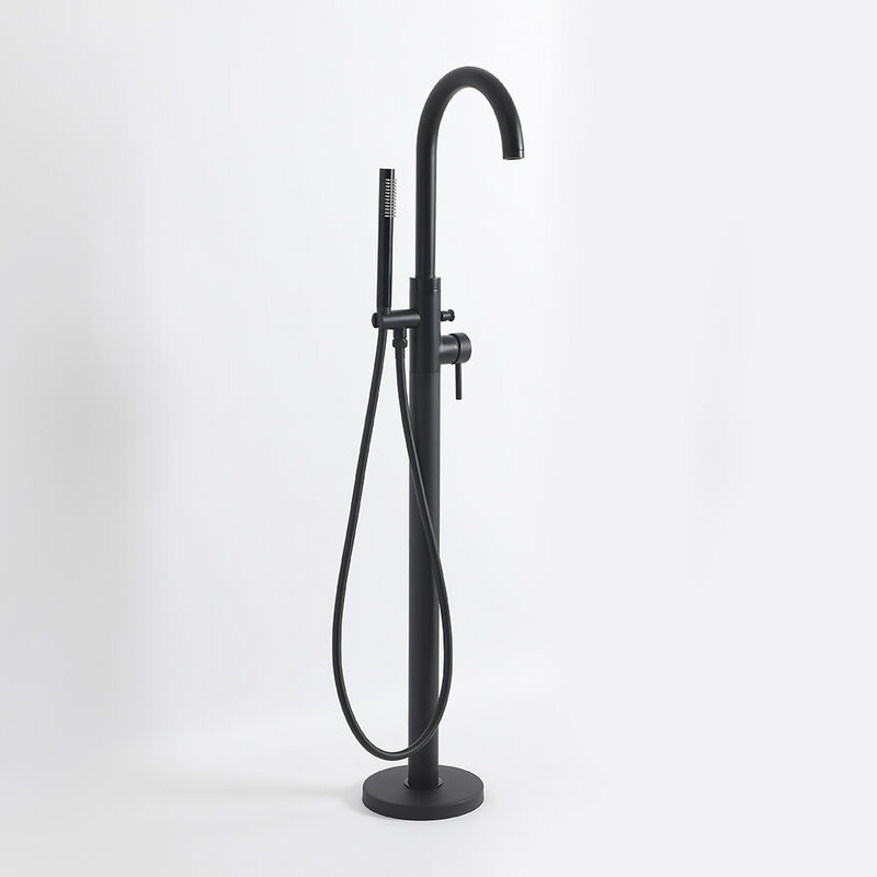 Milano Nero – Modern Freestanding Bath Shower Mixer Tap with Hand Shower Handset – Black