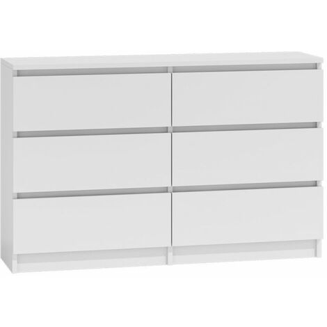 HUCOCO MILANO - Cassettiera grande 6 cassetti - 30x120x77cm - Stile scandinavo - Mobile contenitore - Cassettiera