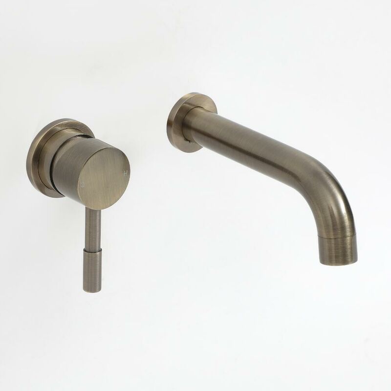 Milano - Clarus - Modern Wall Mounted Basin Mixer Tap with Lever Handle - Brushed Brass