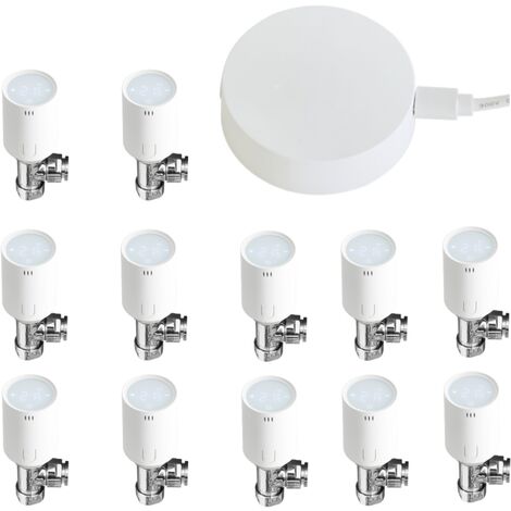 Milano Connect Google Home and Amazon Alexa Compatible Smart Heating Radiator Thermostat Starter Kit Wi-Fi Gateway Hub and Thermostatic Radiator Valves TRV - 12 Valves