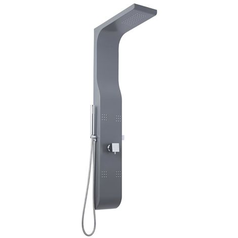 Milano Dalton - Modern Shower Tower Panel with Rainfall Shower Head&#44; Hand Shower Handset and Body Jets – Anthracite