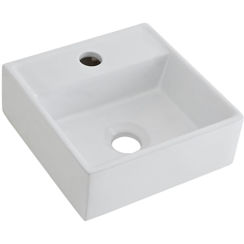 Dalton - Modern White Ceramic Square Countertop Wall Mounted Bathroom Basin Sink – 280mm x 280mm - Milano