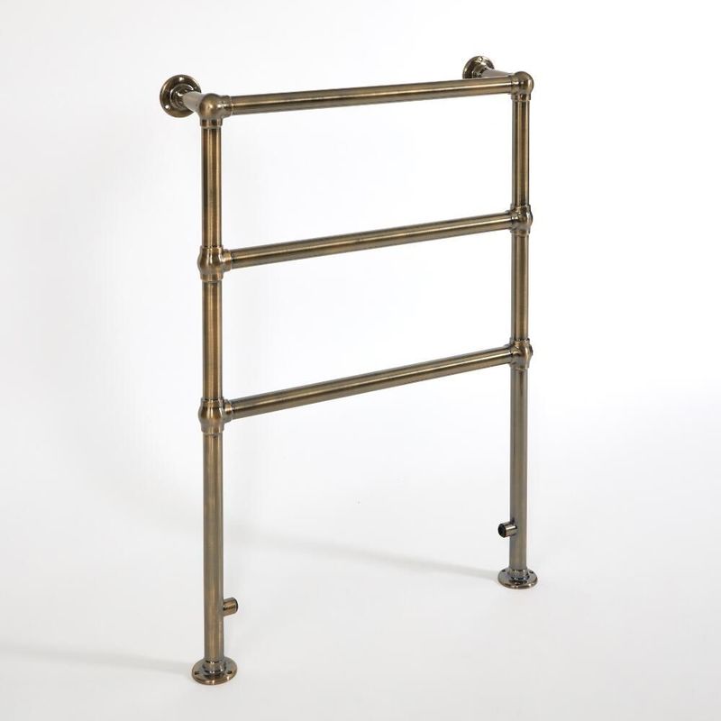 Derwent - Traditional 966mm x 673mm Minimalist Heated Towel Rail Radiator - Dark Brushed Brass - Milano