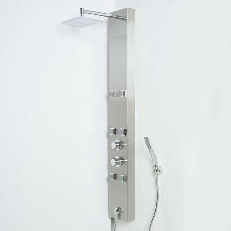 Milano Easton - Modern Exposed Thermostatic Shower Tower Panel with Rainfall Shower Head&#44; Hand Shower Handset & Body Jets - Chrome