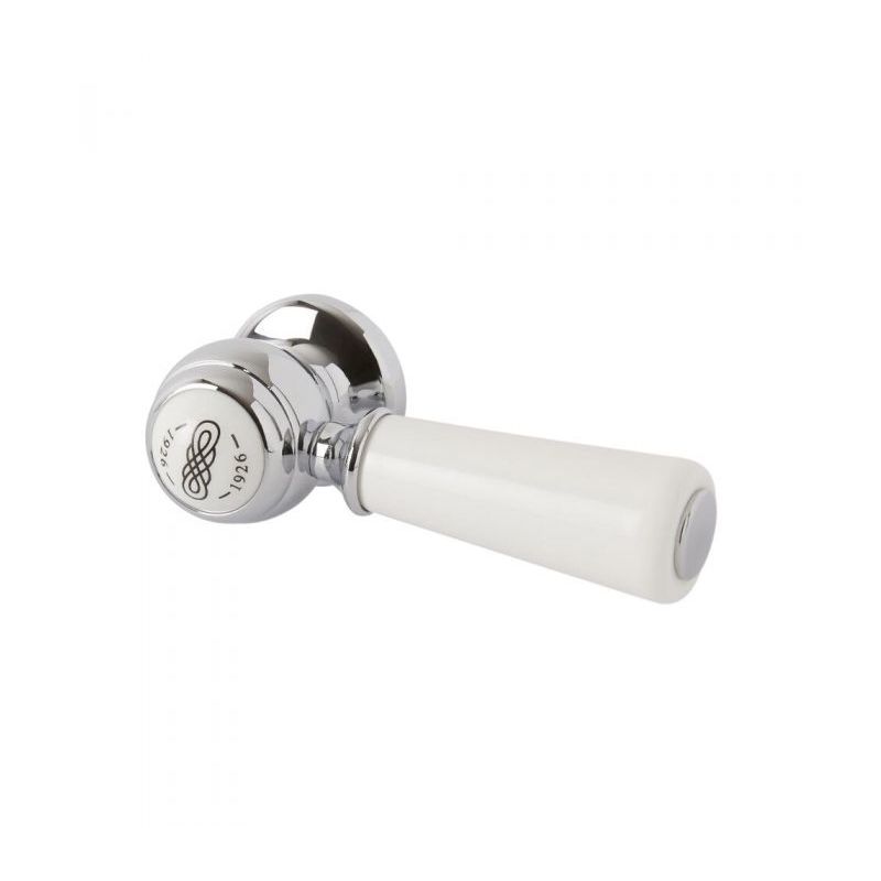 Elizabeth - Traditional Bathroom Toilet WC Cistern Flush Lever with Ceramic Handle - Chrome and White - Milano