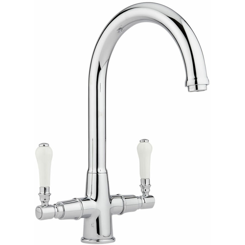 Elizabeth - Traditional Kitchen Sink Mixer Tap with Swivel Spout and Lever Handles – Chrome - Milano