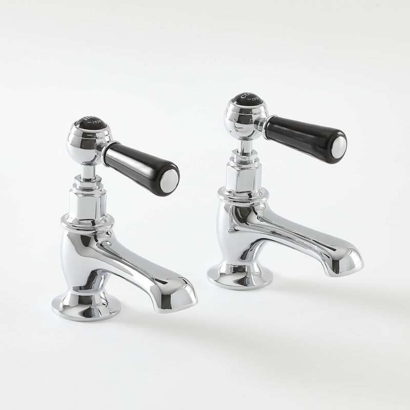 Milano Elizabeth - Traditional Basin Pillar Taps with Lever Handles - Chrome and Black