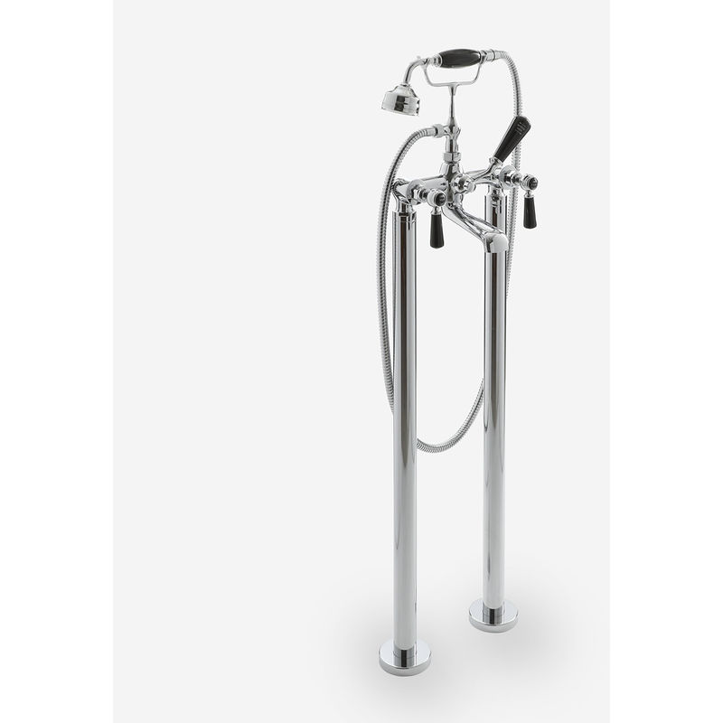 Milano Elizabeth - Traditional Freestanding Bath Shower Mixer Tap with Lever Handles - Chrome and Black
