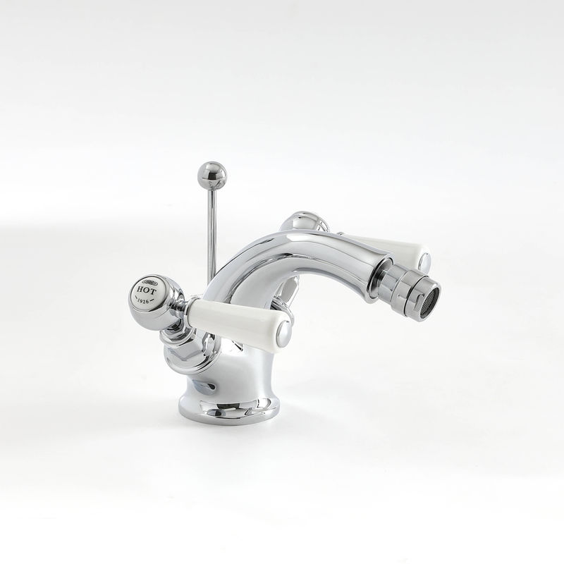 Milano Elizabeth - Traditional Mono Bidet Mixer Tap with Lever Handles - Chrome and White