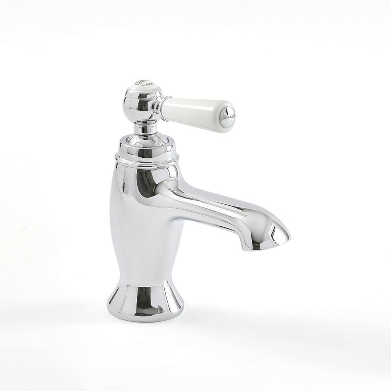 Elizabeth - Traditional Mono Basin Tap with Lever Handle - Chrome and White - Milano