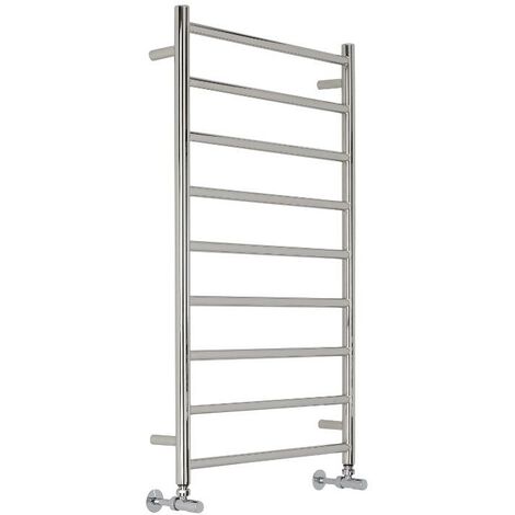 Milano Esk Chrome Flat Stainless Steel Ladder Style Heated Towel Rail Radiator - 1000mm x 600mm