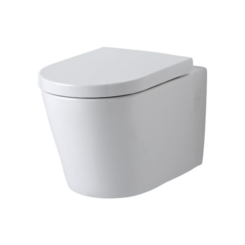 Milano - Ballam - White Ceramic Modern Bathroom Wall Hung Rimless Toilet wc and Soft Close Seat