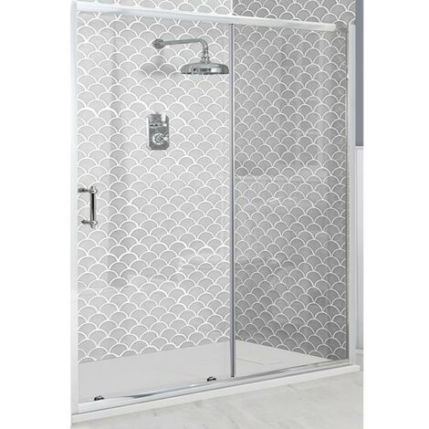 Milano Langley Chrome Reversible Sliding Door Shower Enclosure with White Slate Effect Tray and Fast Flow Waste - 1700mm x 900mm