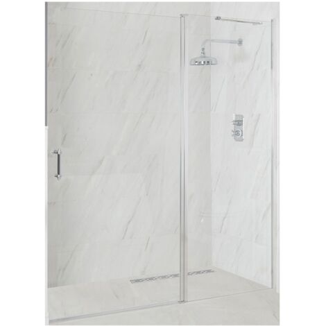 Milano Langley Chrome Single Hinged Frameless Shower Door - 1460mm