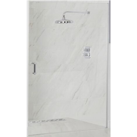 Milano Langley Chrome Single Hinged Frameless Shower Door - 800mm