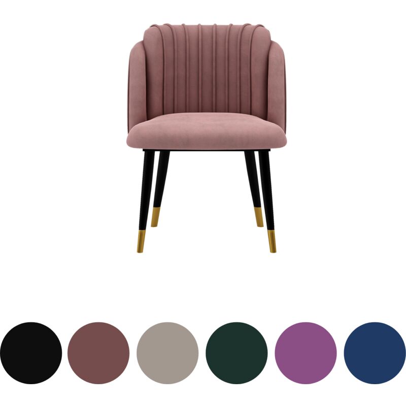 Life Interiors - Chaise de salle à manger en velours Milano simple - Pieds en métal avec embouts dorés - Chaise de salle à manger - Chaise rembourrée