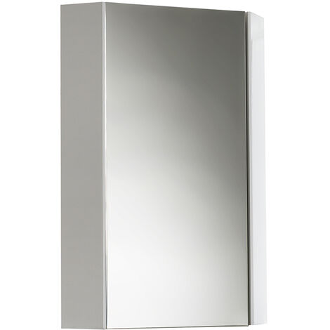 Milano Lurus White Wall Mounted Bathroom Mirrored Corner Cabinet - 650mm x 459mm