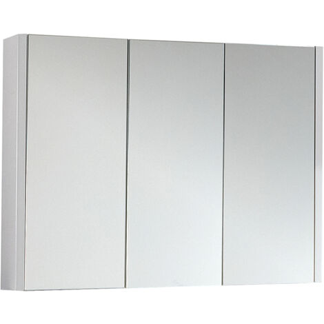 Milano Lurus White Wall Mounted Bathroom Mirrored Door Cabinet - 899mm x 650mm (3 Door)