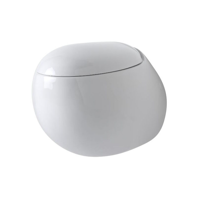Mellor - White Ceramic Modern Bathroom Wall Hung Round Toilet wc and Soft Close Seat - Milano