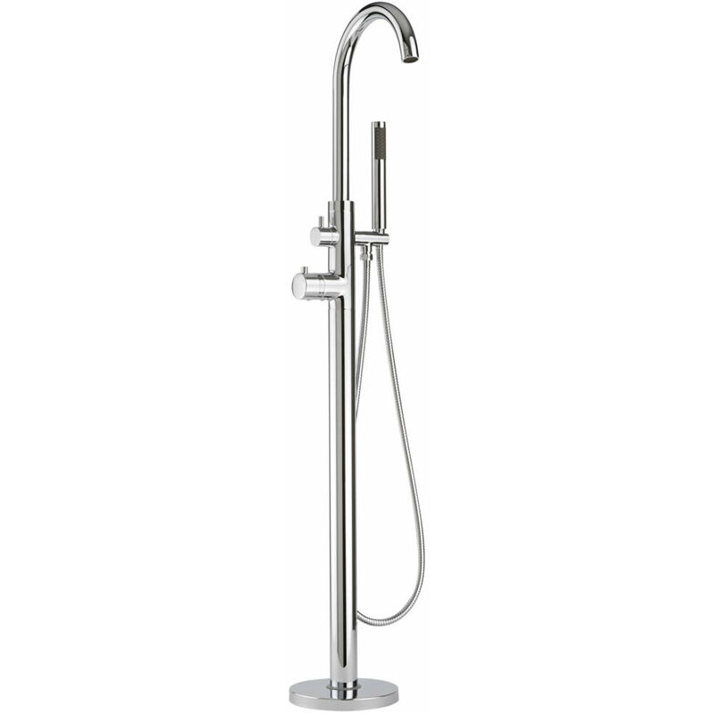Mirage - Modern Freestanding Thermostatic Bath Shower Mixer Tap with Hand Shower Handset - Chrome - Milano