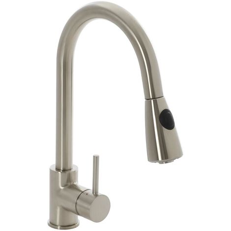 main image of "Milano Mirage - Modern Pull Down Kitchen Sink Mixer Tap with Pull Out Spray Hose - Brushed Nickel"