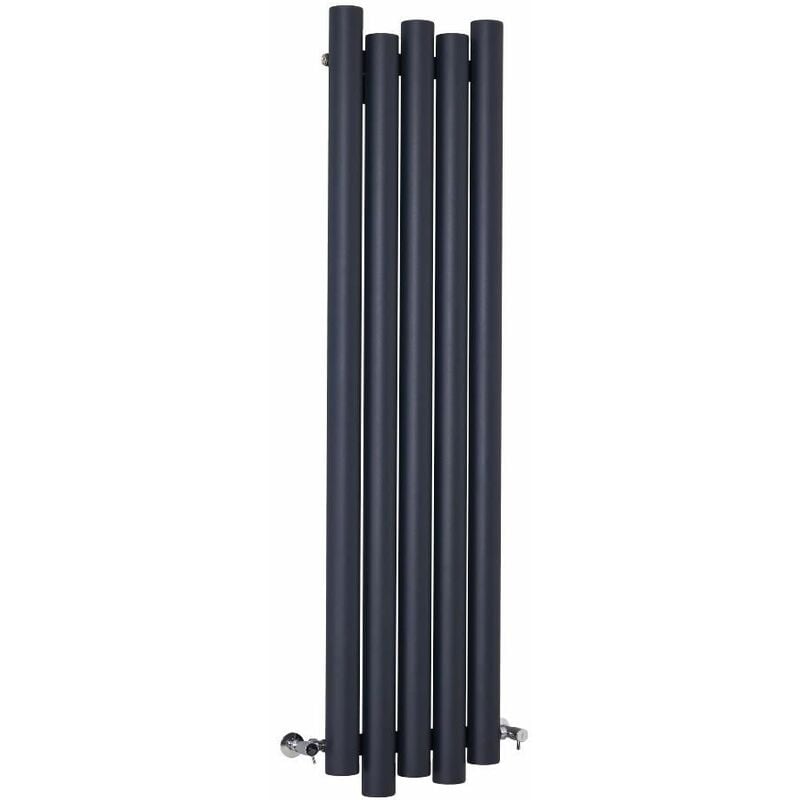 Milano Motus - Modern Anthracite Aluminium Vertical Column Radiator - 1600mm x 390mm