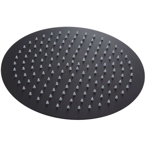 Milano Nero 300mm Round Rainfall Shower Head - Black