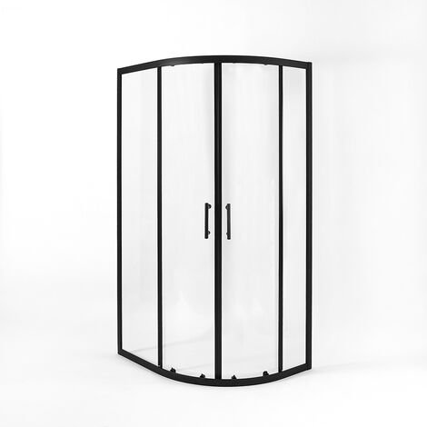 Milano Nero Black Right Hand Quadrant Shower Enclosure with White Tray and Fast Flow Waste - 900mm x 800mm