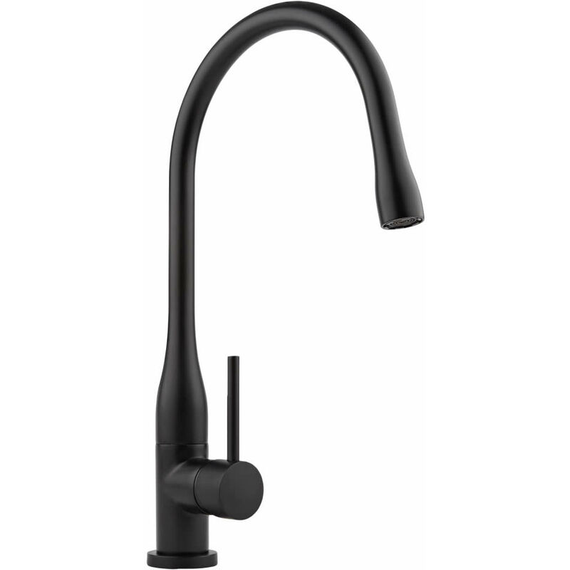 Nero - Modern Mono Kitchen Sink Mixer Tap with Lever Handle and Swivel Spout - Black - Milano