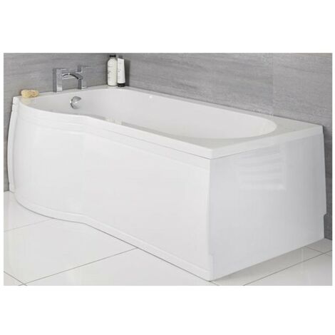 main image of "Milano Newby - White Modern Left Hand Curved P Shape Bathroom Shower Bath with Options - 1675mm x 850mm"