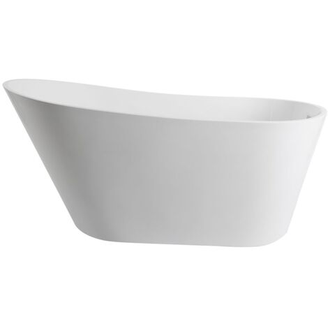 Milano Overton White Bathroom Freestanding Oval Slipper Bath - 1500mm x 750mm