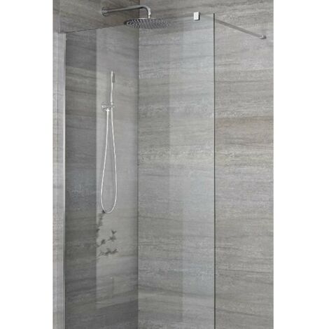 Milano Portland 700mm Chrome Recessed Walk In Wet Room Shower Enclosure Screen  Profile and Support Arm - 600mm Tile Insert Shower Drain
