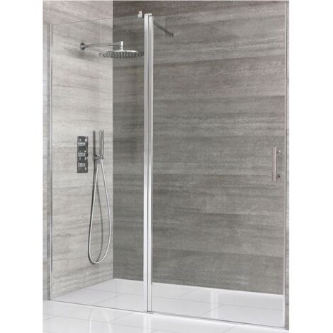 Milano Portland Chrome Single Hinged Frameless Shower Door - 1200mm