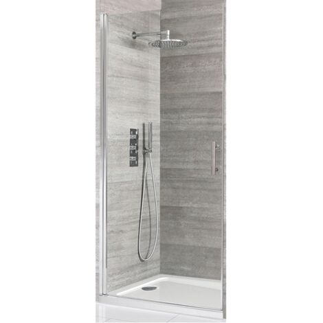 Milano Portland Chrome Walk In Wet Room Hinged Door Shower Enclosure and White Tray with Fast Flow Waste - 1000mm x 900mm