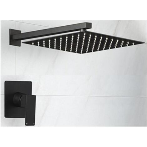 Milano Preto 1 Outlet Manual Mixer Shower Valve with 300mm Wall Mounted Square Rainfall Shower Head