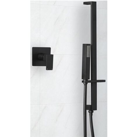 Milano Preto 1 Outlet Manual Mixer Shower Valve with Hand Shower Handset Slide Rail Bar Kit