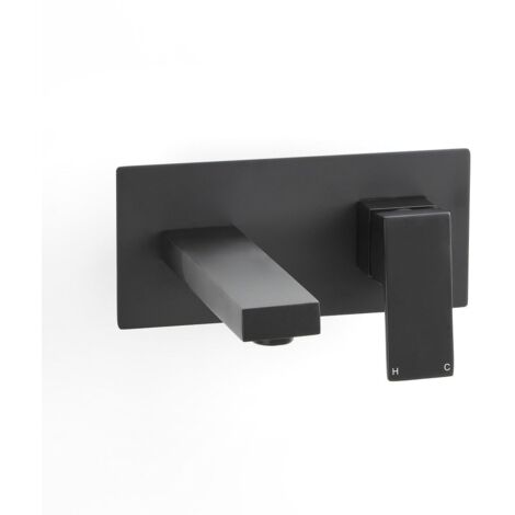 Milano Preto Wall Mounted Basin Mixer Tap - Black